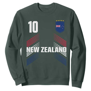 New Zealand Soccer Sports Graphic Number 10 Jersey Style Sweatshirt Proud Kiwis Football Fans Game Day Pride TS02 Dark Forest Green Print Your Wear