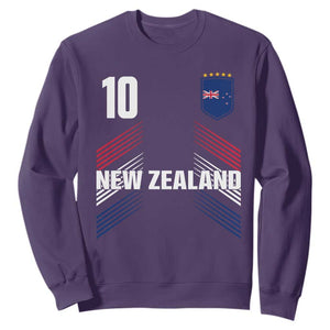 New Zealand Soccer Sports Graphic Number 10 Jersey Style Sweatshirt Proud Kiwis Football Fans Game Day Pride TS02 Purple Print Your Wear