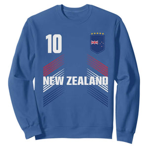 New Zealand Soccer Sports Graphic Number 10 Jersey Style Sweatshirt Proud Kiwis Football Fans Game Day Pride TS02 Royal Blue Print Your Wear