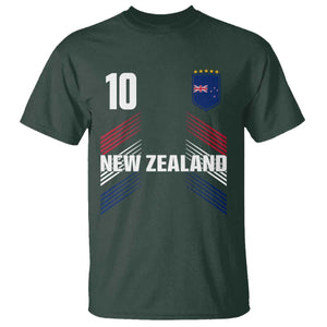 New Zealand Soccer Sports Graphic Number 10 Jersey Style T Shirt Proud Kiwis Football Fans Game Day Pride TS02 Dark Forest Green Print Your Wear