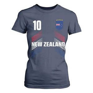 New Zealand Soccer Sports Graphic Number 10 Jersey Style T Shirt For Women Proud Kiwis Football Fans Game Day Pride TS02 Navy Print Your Wear