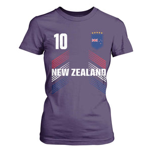 New Zealand Soccer Sports Graphic Number 10 Jersey Style T Shirt For Women Proud Kiwis Football Fans Game Day Pride TS02 Purple Print Your Wear
