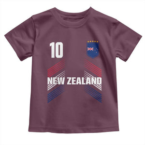 New Zealand Soccer Sports Graphic Number 10 Jersey Style Toddler T Shirt Proud Kiwis Football Fans Game Day Pride TS02 Maroon Print Your Wear