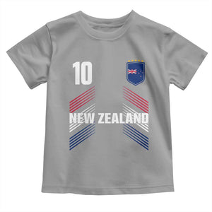 New Zealand Soccer Sports Graphic Number 10 Jersey Style Toddler T Shirt Proud Kiwis Football Fans Game Day Pride TS02 Sport Gray Print Your Wear