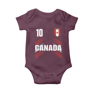 Canada Soccer Sports Graphic Number 10 Jersey Style Baby Onesie Proud Canadian Football Fans Game Day Pride TS02 Maroon Print Your Wear