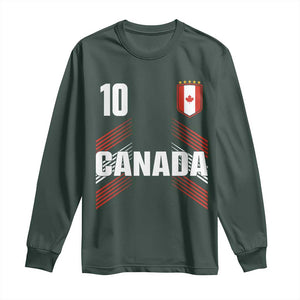 Canada Soccer Sports Graphic Number 10 Jersey Style Long Sleeve Shirt Proud Canadian Football Fans Game Day Pride TS02 Dark Forest Green Print Your Wear