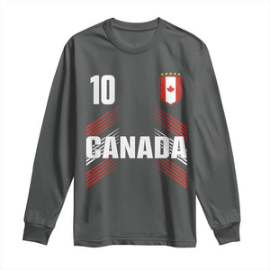 Canada Soccer Sports Graphic Number 10 Jersey Style Long Sleeve Shirt Proud Canadian Football Fans Game Day Pride TS02 Dark Heather Print Your Wear