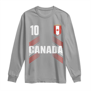 Canada Soccer Sports Graphic Number 10 Jersey Style Long Sleeve Shirt Proud Canadian Football Fans Game Day Pride TS02 Sport Gray Print Your Wear
