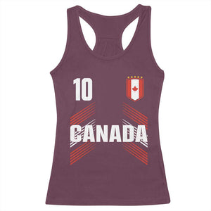 Canada Soccer Sports Graphic Number 10 Jersey Style Racerback Tank Top Proud Canadian Football Fans Game Day Pride TS02 Maroon Print Your Wear