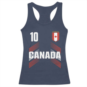 Canada Soccer Sports Graphic Number 10 Jersey Style Racerback Tank Top Proud Canadian Football Fans Game Day Pride TS02 Navy Print Your Wear