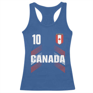 Canada Soccer Sports Graphic Number 10 Jersey Style Racerback Tank Top Proud Canadian Football Fans Game Day Pride TS02 Royal Blue Print Your Wear