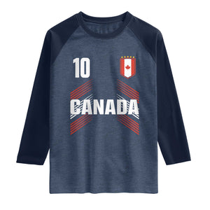 Canada Soccer Sports Graphic Number 10 Jersey Style Raglan Shirt Proud Canadian Football Fans Game Day Pride TS02 Heather Denim Navy Print Your Wear
