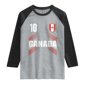 Canada Soccer Sports Graphic Number 10 Jersey Style Raglan Shirt Proud Canadian Football Fans Game Day Pride TS02 Heather Gray Black Print Your Wear