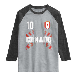 Canada Soccer Sports Graphic Number 10 Jersey Style Raglan Shirt Proud Canadian Football Fans Game Day Pride TS02 Heather Gray Heather Charcoal Print Your Wear