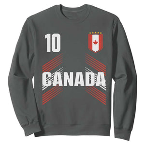 Canada Soccer Sports Graphic Number 10 Jersey Style Sweatshirt Proud Canadian Football Fans Game Day Pride TS02 Dark Heather Print Your Wear