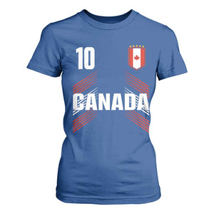 Canada Soccer Sports Graphic Number 10 Jersey Style T Shirt For Women Proud Canadian Football Fans Game Day Pride TS02 Royal Blue Print Your Wear