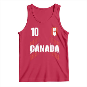 Canada Soccer Sports Graphic Number 10 Jersey Style Tank Top Proud Canadian Football Fans Game Day Pride TS02 Red Print Your Wear