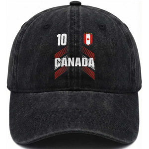 Canada Soccer Sports Graphic Number 10 Jersey Style Washed Cotton Baseball Cap Proud Canadian Football Fans Game Day Pride TS02 Print Your Wear