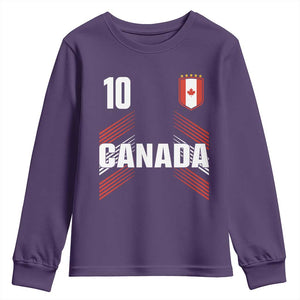 Canada Soccer Sports Graphic Number 10 Jersey Style Youth Sweatshirt Proud Canadian Football Fans Game Day Pride TS02 Purple Print Your Wear