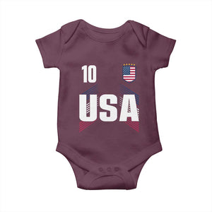 USA Soccer Sports Graphic Number 10 Jersey Style Baby Onesie Proud Fans Game Day Pride TS02 Maroon Print Your Wear