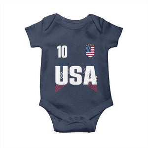 USA Soccer Sports Graphic Number 10 Jersey Style Baby Onesie Proud Fans Game Day Pride TS02 Navy Print Your Wear