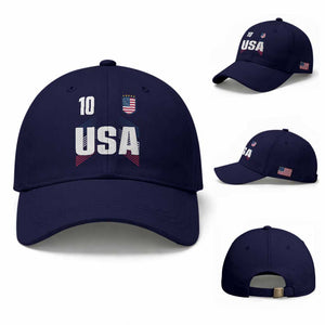 USA Soccer Sports Graphic Number 10 Jersey Style Baseball Cap Proud Fans Game Day Pride TS02 Baseball Cap Universal Fit Dark Blue Print Your Wear