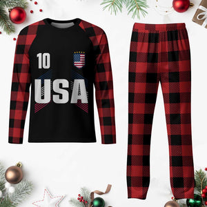USA Soccer Sports Graphic Number 10 Jersey Style Plaid Pajama Set Proud Fans Game Day Pride TS02 Buffalo Plaid Print Your Wear