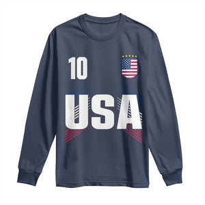 USA Soccer Sports Graphic Number 10 Jersey Style Long Sleeve Shirt Proud Fans Game Day Pride TS02 Navy Print Your Wear