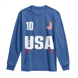 USA Soccer Sports Graphic Number 10 Jersey Style Long Sleeve Shirt Proud Fans Game Day Pride TS02 Royal Blue Print Your Wear