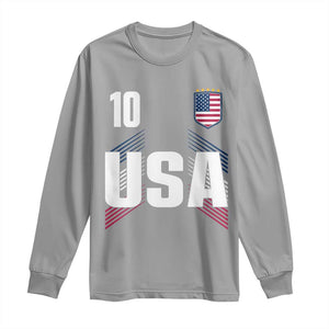USA Soccer Sports Graphic Number 10 Jersey Style Long Sleeve Shirt Proud Fans Game Day Pride TS02 Sport Gray Print Your Wear