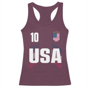 USA Soccer Sports Graphic Number 10 Jersey Style Racerback Tank Top Proud Fans Game Day Pride TS02 Maroon Print Your Wear