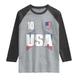 USA Soccer Sports Graphic Number 10 Jersey Style Raglan Shirt Proud Fans Game Day Pride TS02 Heather Gray Heather Charcoal Print Your Wear
