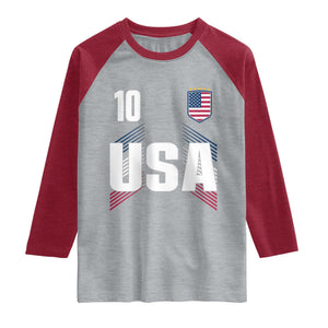 USA Soccer Sports Graphic Number 10 Jersey Style Raglan Shirt Proud Fans Game Day Pride TS02 Heather Gray Heather Red Print Your Wear