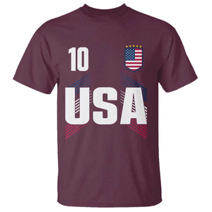 USA Soccer Sports Graphic Number 10 Jersey Style T Shirt Proud Fans Game Day Pride TS02 Maroon Print Your Wear