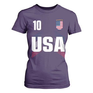 USA Soccer Sports Graphic Number 10 Jersey Style T Shirt For Women Proud Fans Game Day Pride TS02 Purple Print Your Wear