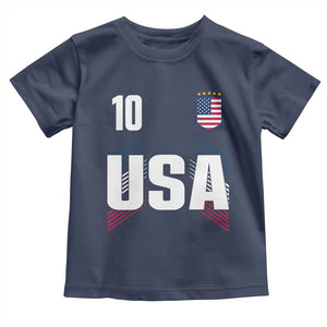 USA Soccer Sports Graphic Number 10 Jersey Style Toddler T Shirt Proud Fans Game Day Pride TS02 Navy Print Your Wear