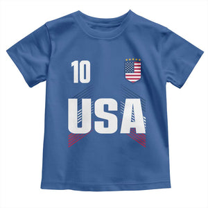 USA Soccer Sports Graphic Number 10 Jersey Style Toddler T Shirt Proud Fans Game Day Pride TS02 Royal Blue Print Your Wear