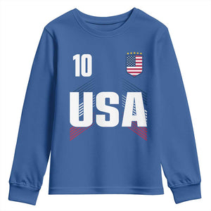 USA Soccer Sports Graphic Number 10 Jersey Style Youth Sweatshirt Proud Fans Game Day Pride TS02 Royal Blue Print Your Wear