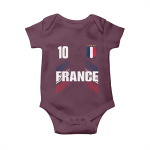 France Soccer Sports Graphic Number 10 Jersey Style Baby Onesie Proud French Football Fans Game Day Pride TS02 Maroon Print Your Wear