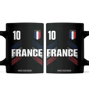 France Soccer Sports Graphic Number 10 Jersey Style Coffee Mug Proud French Football Fans Game Day Pride TS02 Black Print Your Wear