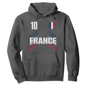 France Soccer Sports Graphic Number 10 Jersey Style Hoodie Proud French Football Fans Game Day Pride TS02 Dark Heather Print Your Wear