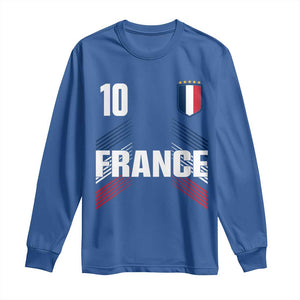 France Soccer Sports Graphic Number 10 Jersey Style Long Sleeve Shirt Proud French Football Fans Game Day Pride TS02 Royal Blue Print Your Wear