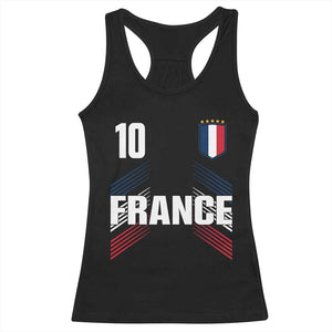 France Soccer Sports Graphic Number 10 Jersey Style Racerback Tank Top Proud French Football Fans Game Day Pride TS02 Black Print Your Wear