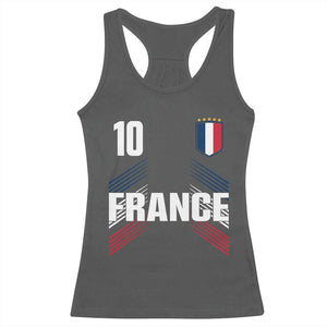 France Soccer Sports Graphic Number 10 Jersey Style Racerback Tank Top Proud French Football Fans Game Day Pride TS02 Dark Heather Print Your Wear
