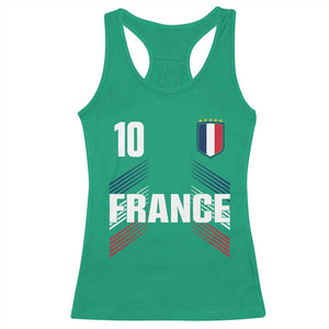 France Soccer Sports Graphic Number 10 Jersey Style Racerback Tank Top Proud French Football Fans Game Day Pride TS02 Irish Green Print Your Wear