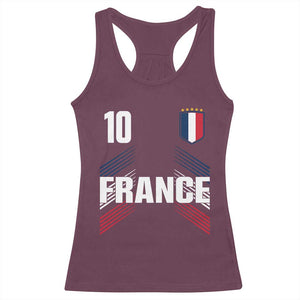 France Soccer Sports Graphic Number 10 Jersey Style Racerback Tank Top Proud French Football Fans Game Day Pride TS02 Maroon Print Your Wear