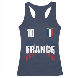 France Soccer Sports Graphic Number 10 Jersey Style Racerback Tank Top Proud French Football Fans Game Day Pride TS02 Navy Print Your Wear