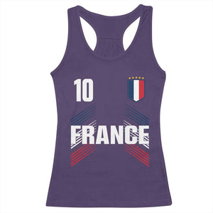 France Soccer Sports Graphic Number 10 Jersey Style Racerback Tank Top Proud French Football Fans Game Day Pride TS02 Purple Print Your Wear