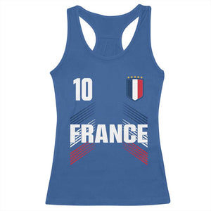 France Soccer Sports Graphic Number 10 Jersey Style Racerback Tank Top Proud French Football Fans Game Day Pride TS02 Royal Blue Print Your Wear