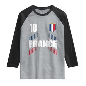 France Soccer Sports Graphic Number 10 Jersey Style Raglan Shirt Proud French Football Fans Game Day Pride TS02 Heather Gray Black Print Your Wear